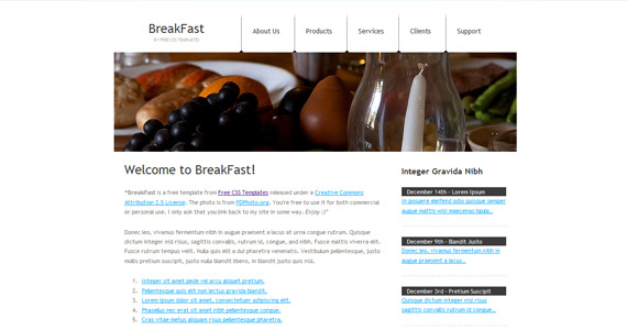 breakfast-xhtml-css-template