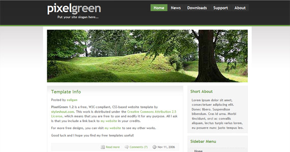 pixelgreen-xhtml-css-模板