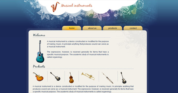 musical-instruments-xhtml-css-模板